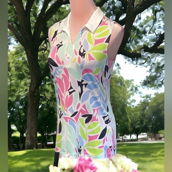 TOMMY BAHAMA NWT WOMENS ACTIVE FLORAL QUARTER ZIP GOLF POLO SHIRT XS - Picture 1 of 5